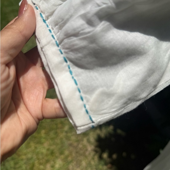 PAYAL Anthropology White Cotton Dress with Blue Floral Embroidery Size Medium - Picture 6 of 9